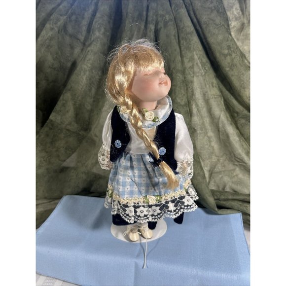 Vintage Kissing Porcelain Girl Doll Long blond braids 14” SINGLE DOLL ONLY - Picture 1 of 8